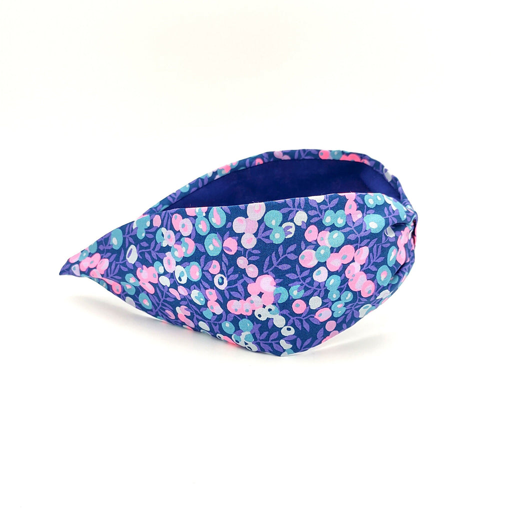 Liberty London Fabric Headband, Boho Headband, Wide Style Modern Headband, Floral Headband, Handcrafted Headband, Floral Purple and Pink