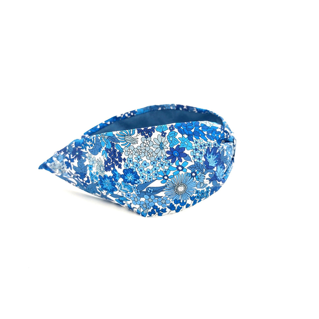 Liberty London Fabric Headband, Boho Headband, Wide Style Modern Headband, Floral Headband, Handcrafted Headband, Floral Blue