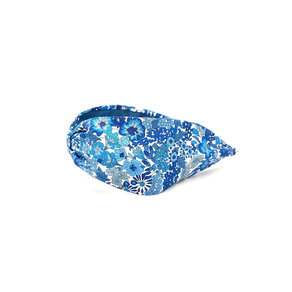 Liberty London Fabric Headband, Boho Headband, Wide Style Modern Headband, Floral Headband, Handcrafted Headband, Floral Blue