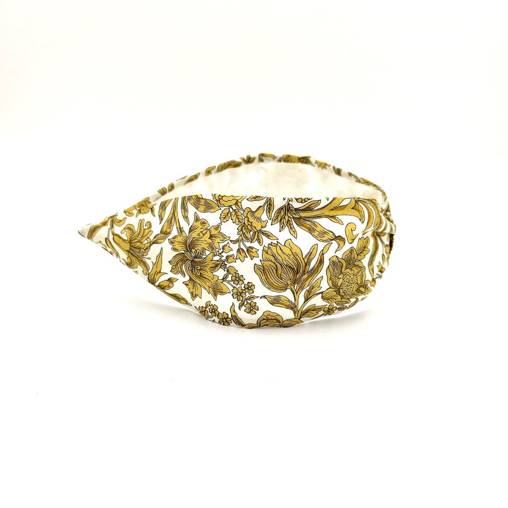 Liberty London Fabric Headband, Boho Headband, Wide Style Modern Headband, Floral Headband, Handcrafted Headband, Floral Gold Yellow