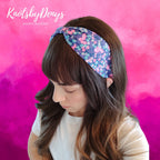 Liberty London Fabric Headband, Boho Headband, Wide Style Modern Headband, Floral Headband, Handcrafted Headband, Floral Purple and Pink
