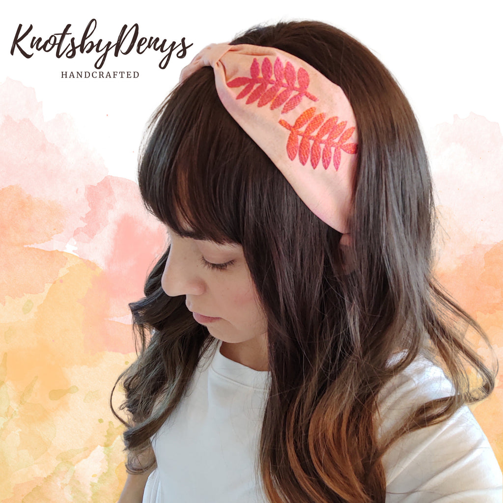 Headband, Embroidered Headband, Embroidered Pink Headband, Modern Headband, Boho Headband, Pink