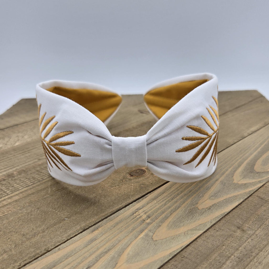 Headband, Handcrafted Headband, Embroidered Headband, Modern Headband, Bohemian, Wide Style, White, White Embroidered Hair band