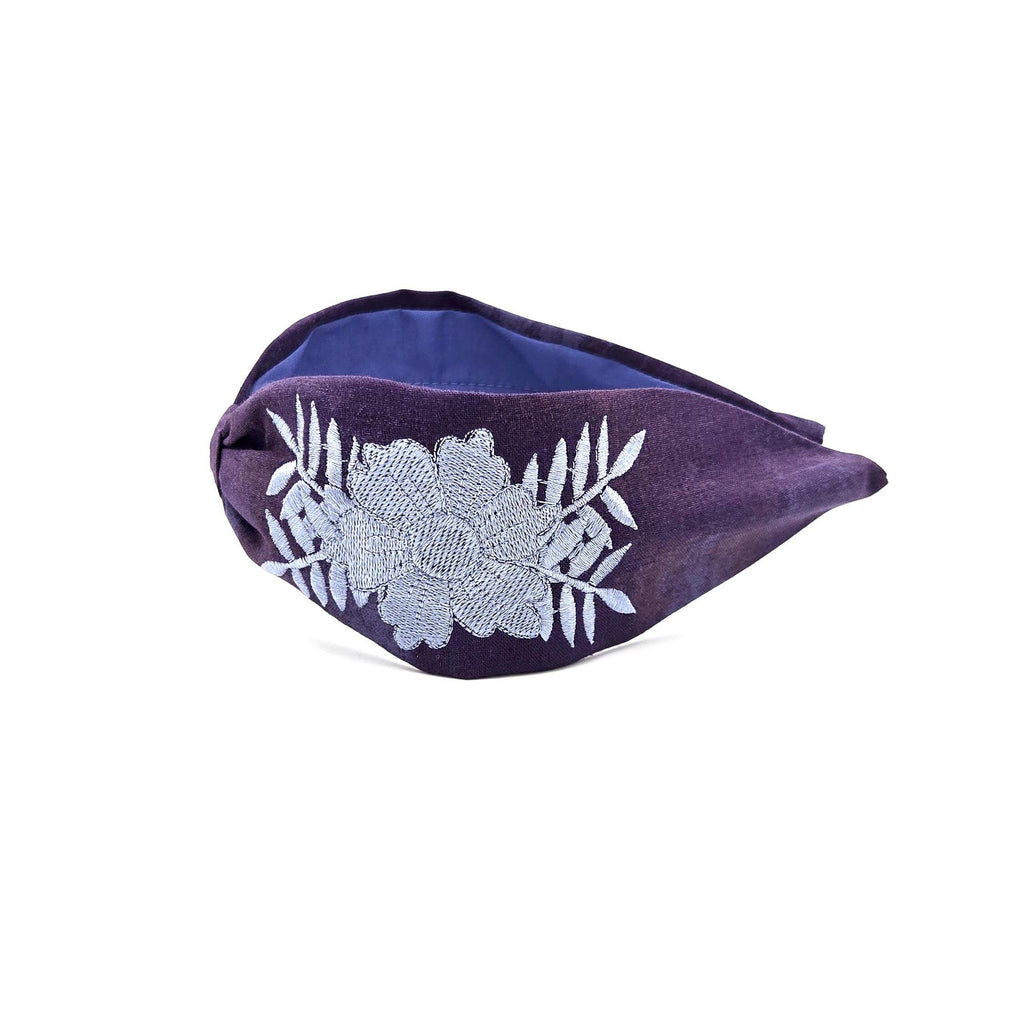 Embroidered Headband, Floral Embroidery Headband, Embroidery Headband, Modern Headband, Embroidered Hair band, Head band, Purple