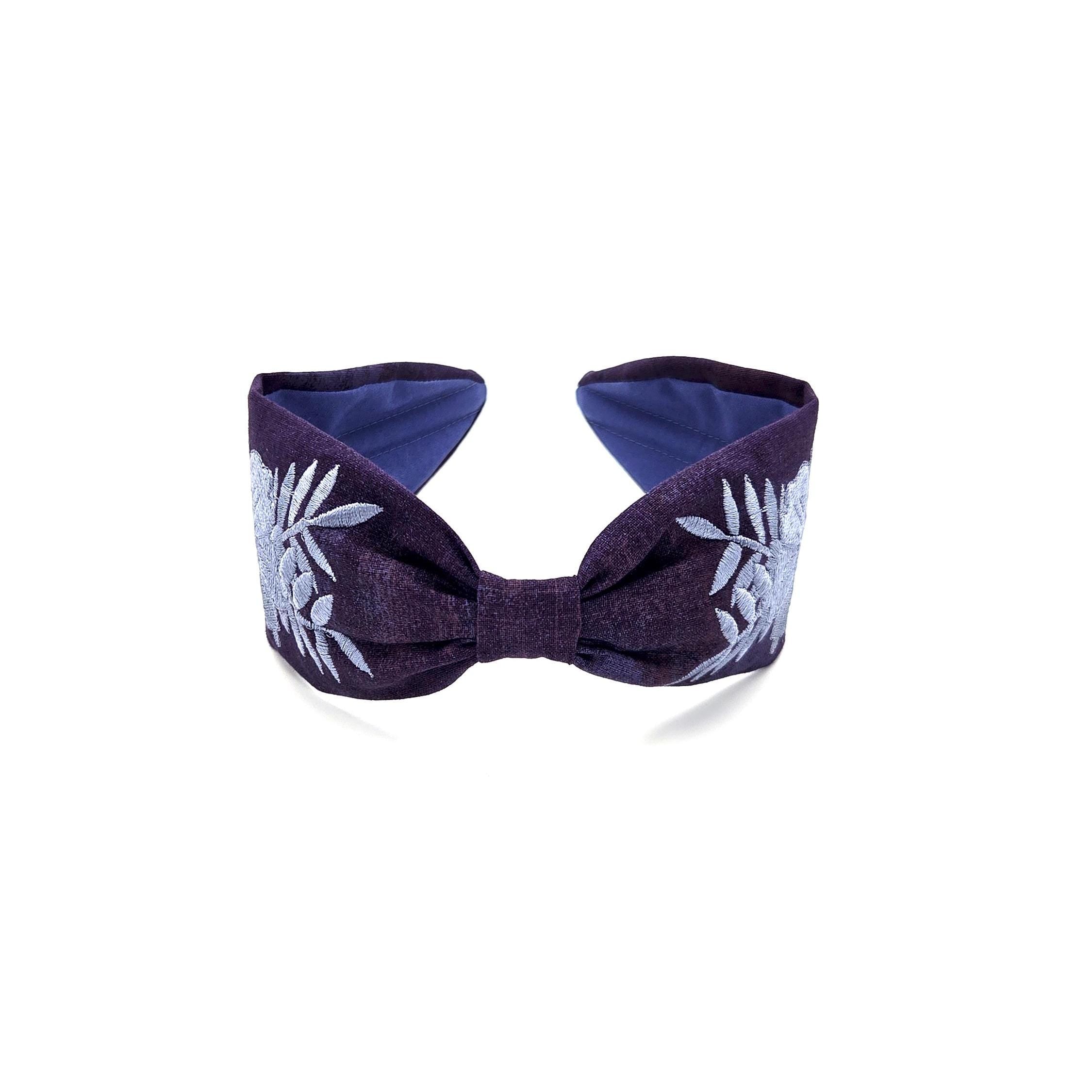 Embroidered Headband, Floral Embroidery Headband, Embroidery Headband, Modern Headband, Embroidered Hair band, Head band, Purple