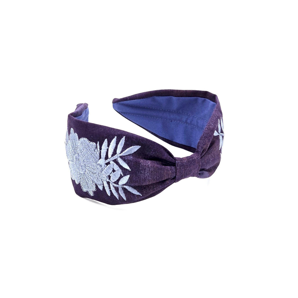 Embroidered Headband, Floral Embroidery Headband, Embroidery Headband, Modern Headband, Embroidered Hair band, Head band, Purple