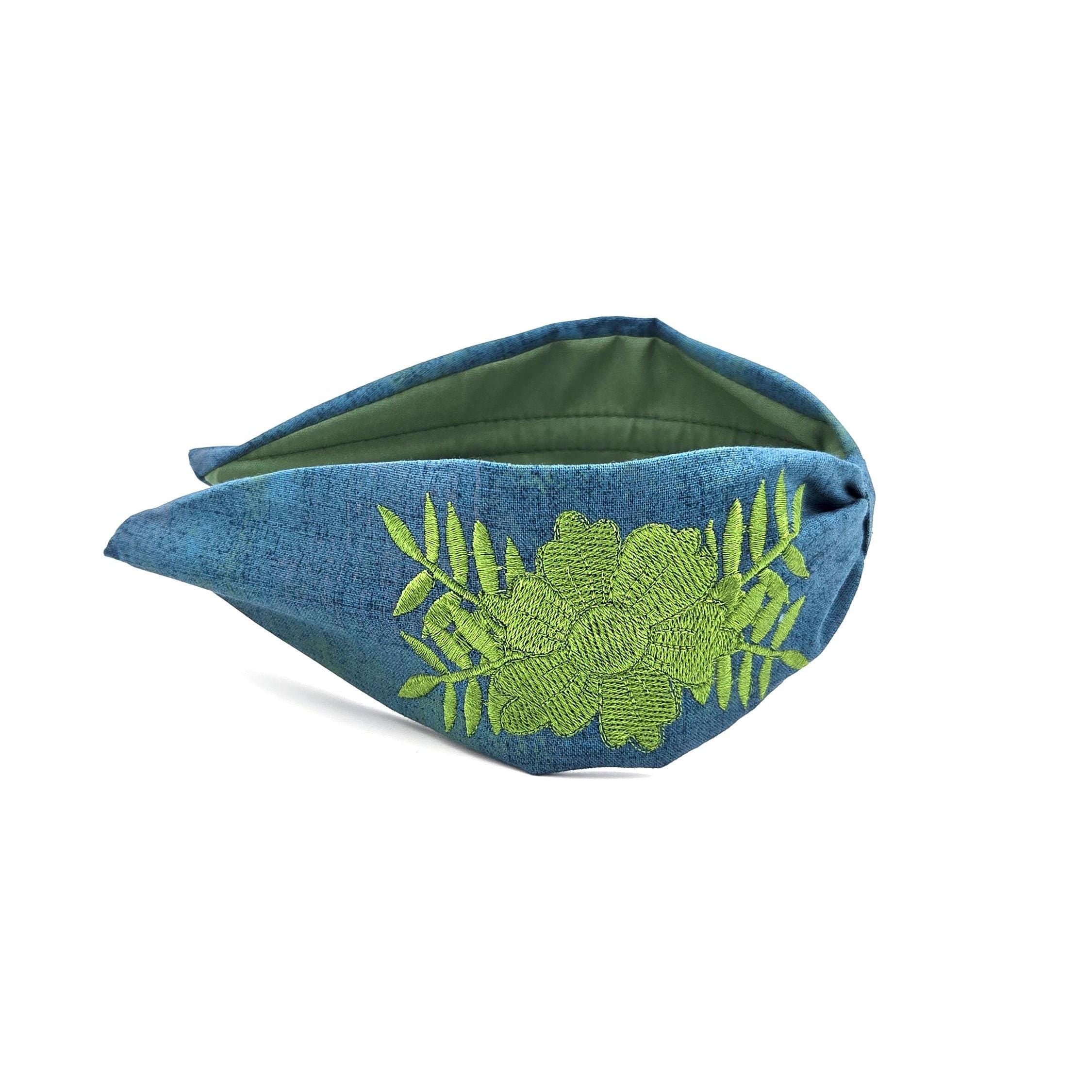 Embroidered Headband, Floral Embroidery Headband, Embroidery Headband, Modern Headband, Embroidered Hair band, Head band, Green