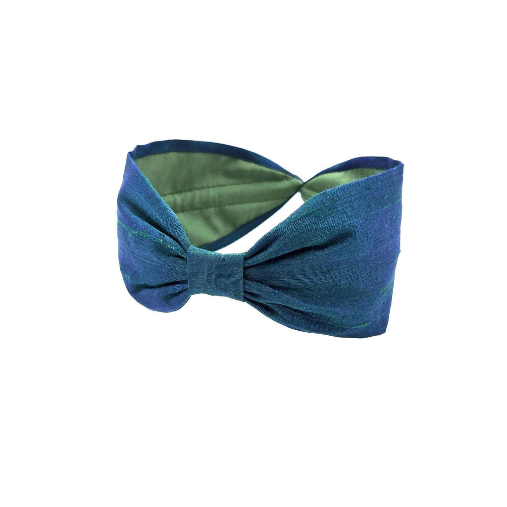 Silk Headband, Handcrafted Headband, Flat Knot Headband, Modern Headband, Bohemian, Wide Style, Headband for woman, Hairband, Green and Blue