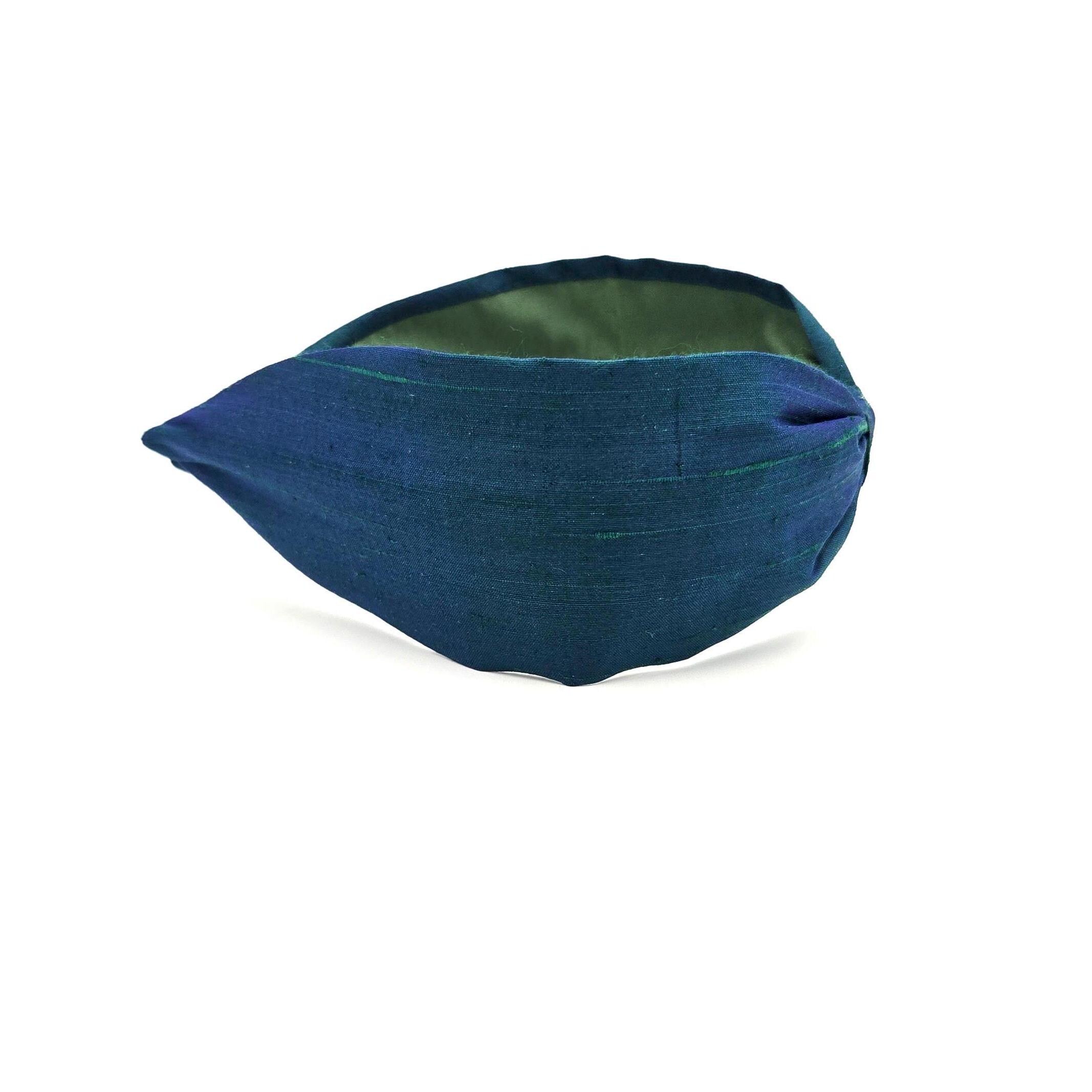 Silk Headband, Handcrafted Headband, Flat Knot Headband, Modern Headband, Bohemian, Wide Style, Headband for woman, Hairband, Green and Blue