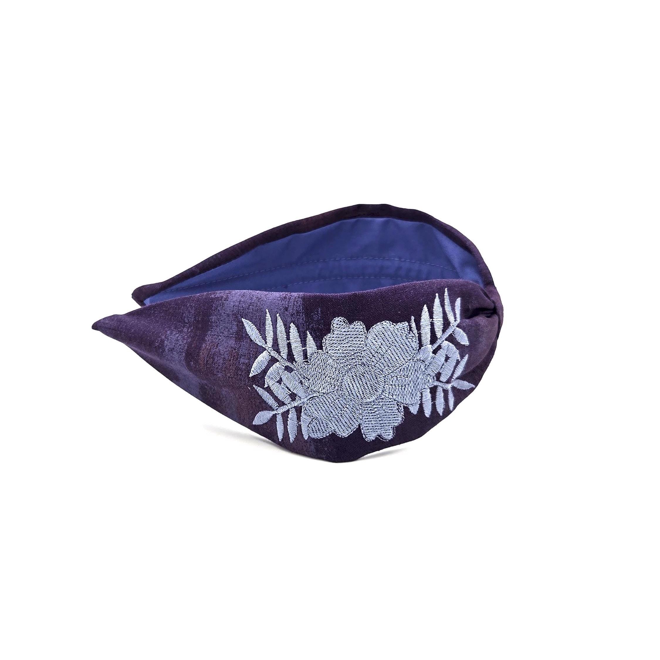 Embroidered Headband, Floral Embroidery Headband, Embroidery Headband, Modern Headband, Embroidered Hair band, Head band, Purple