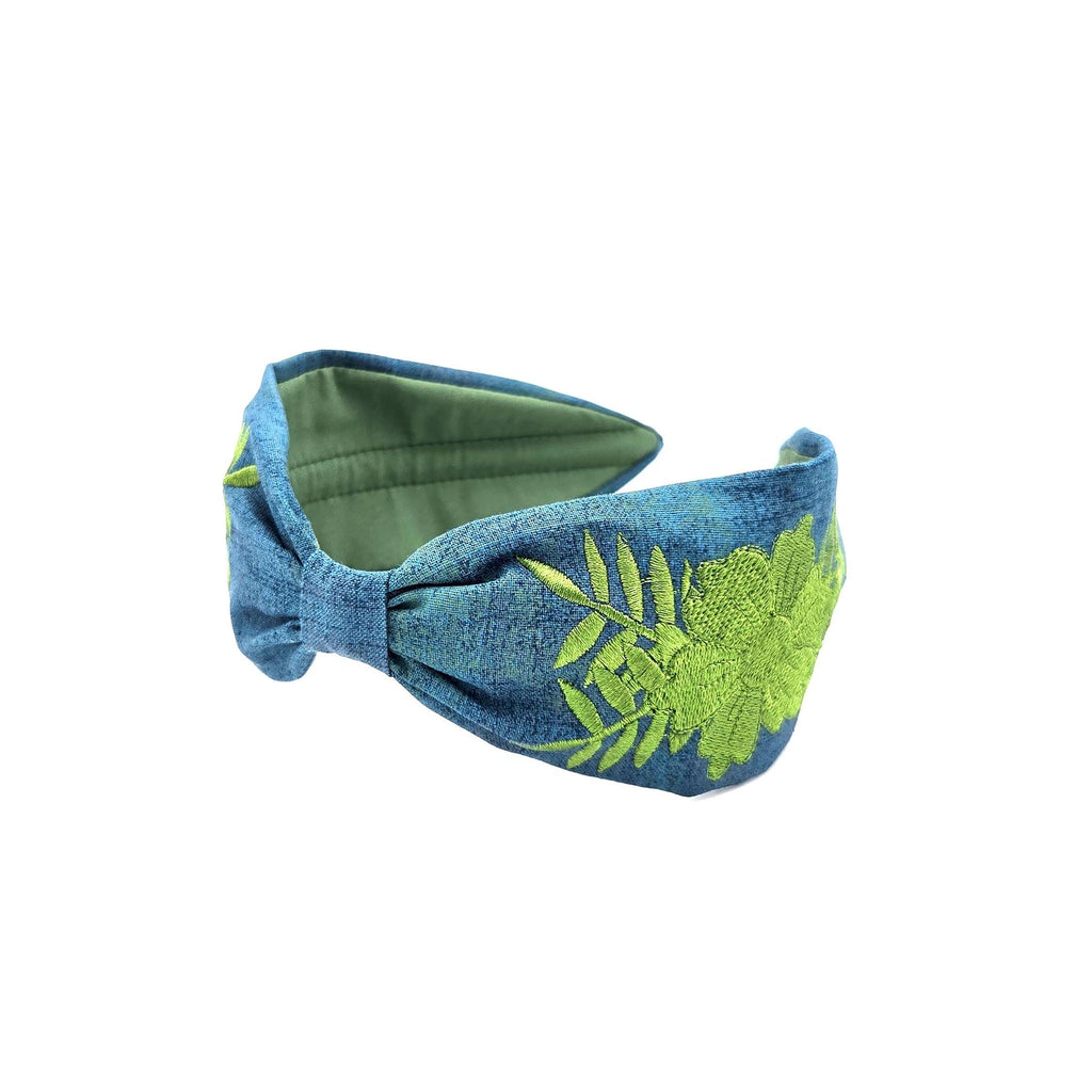 Embroidered Headband, Floral Embroidery Headband, Embroidery Headband, Modern Headband, Embroidered Hair band, Head band, Green