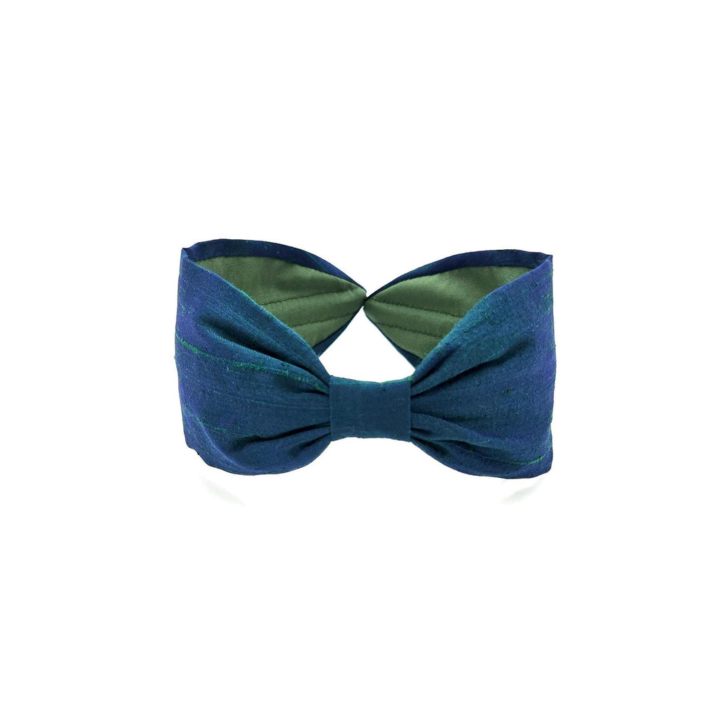 Silk Headband, Handcrafted Headband, Flat Knot Headband, Modern Headband, Bohemian, Wide Style, Headband for woman, Hairband, Green and Blue