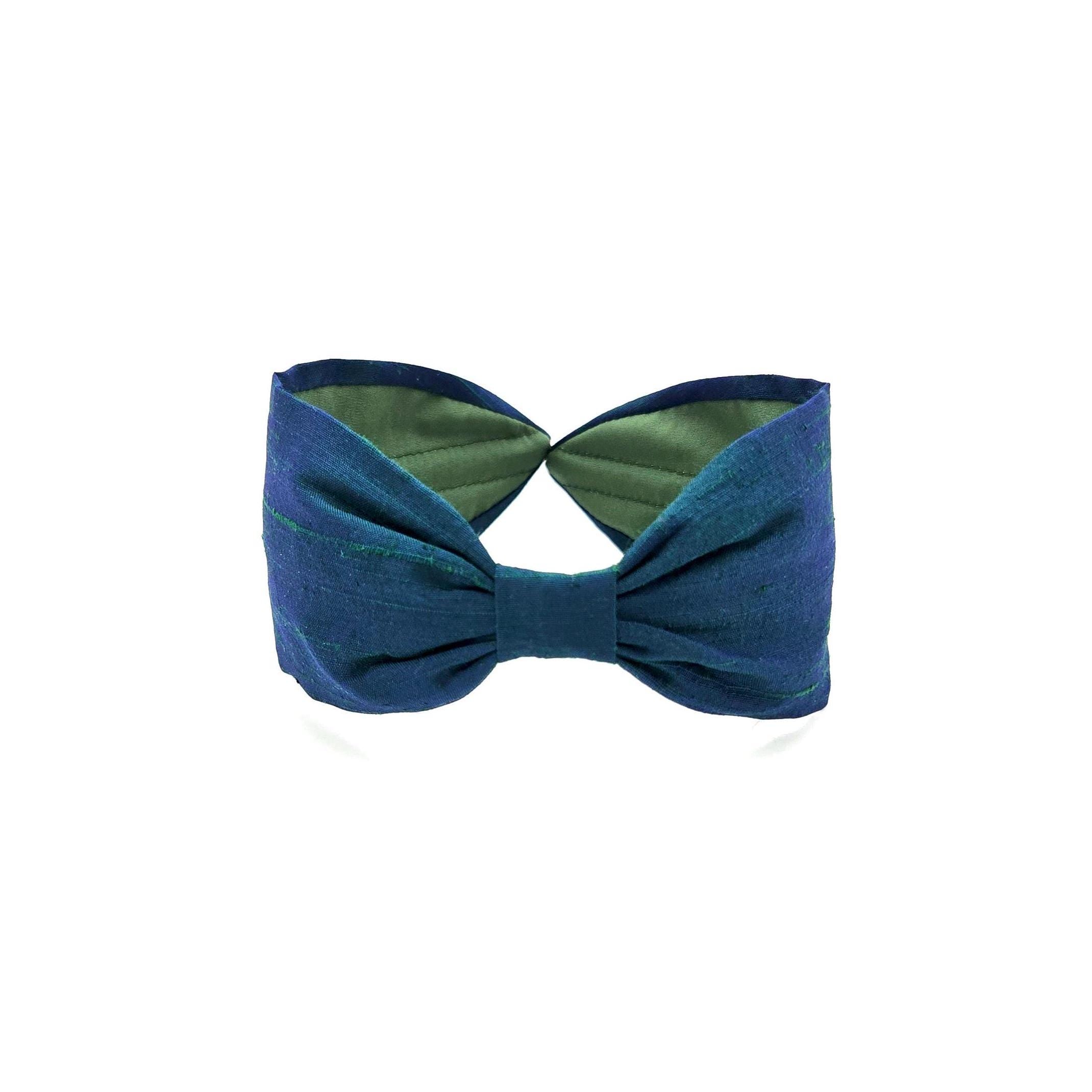 Silk Headband, Handcrafted Headband, Flat Knot Headband, Modern Headband, Bohemian, Wide Style, Headband for woman, Hairband, Green and Blue