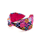 Wide Cotton Headband: Pink Bohemian Print, Handcrafted
