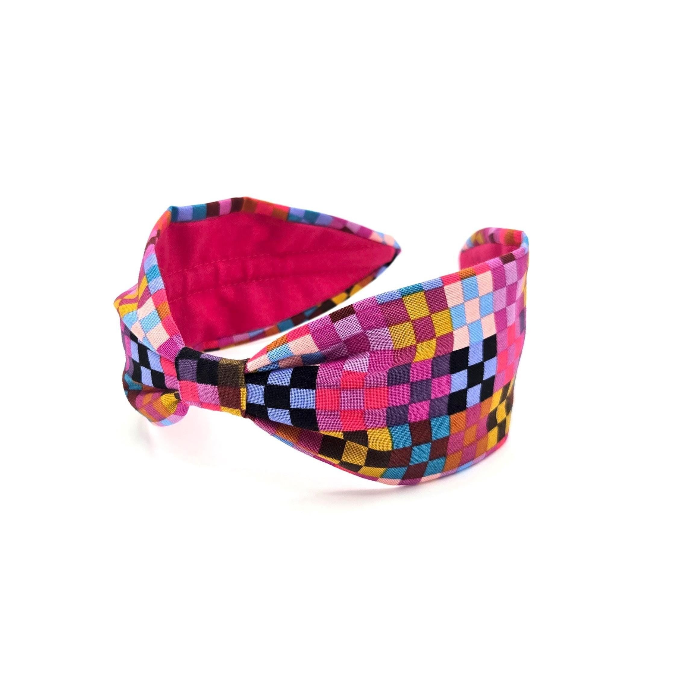 Wide Cotton Headband: Pink Bohemian Print, Handcrafted