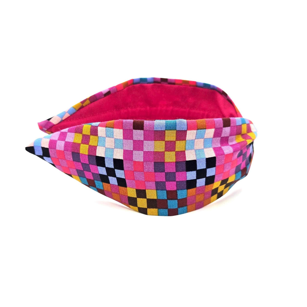 Wide Cotton Headband: Pink Bohemian Print, Handcrafted