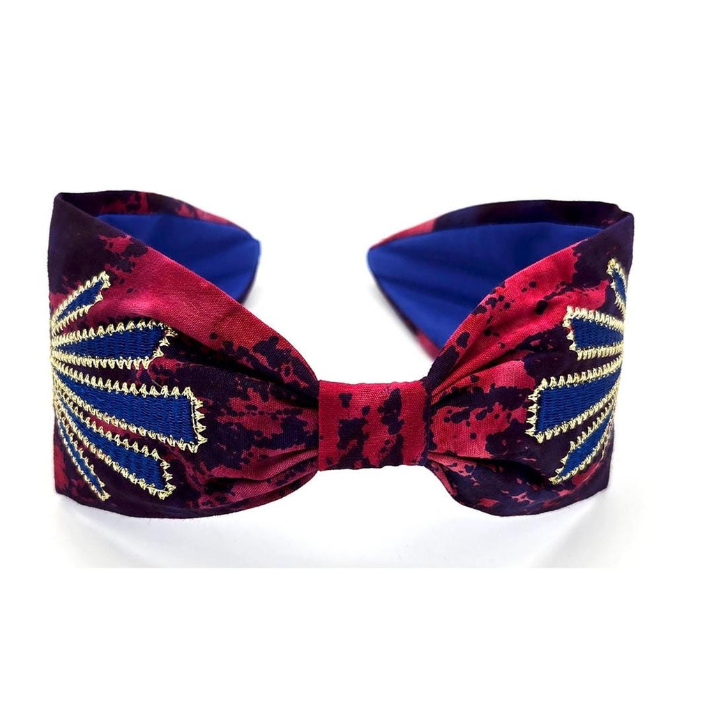 Magenta Blue Gold Embroidered Headband - image 3