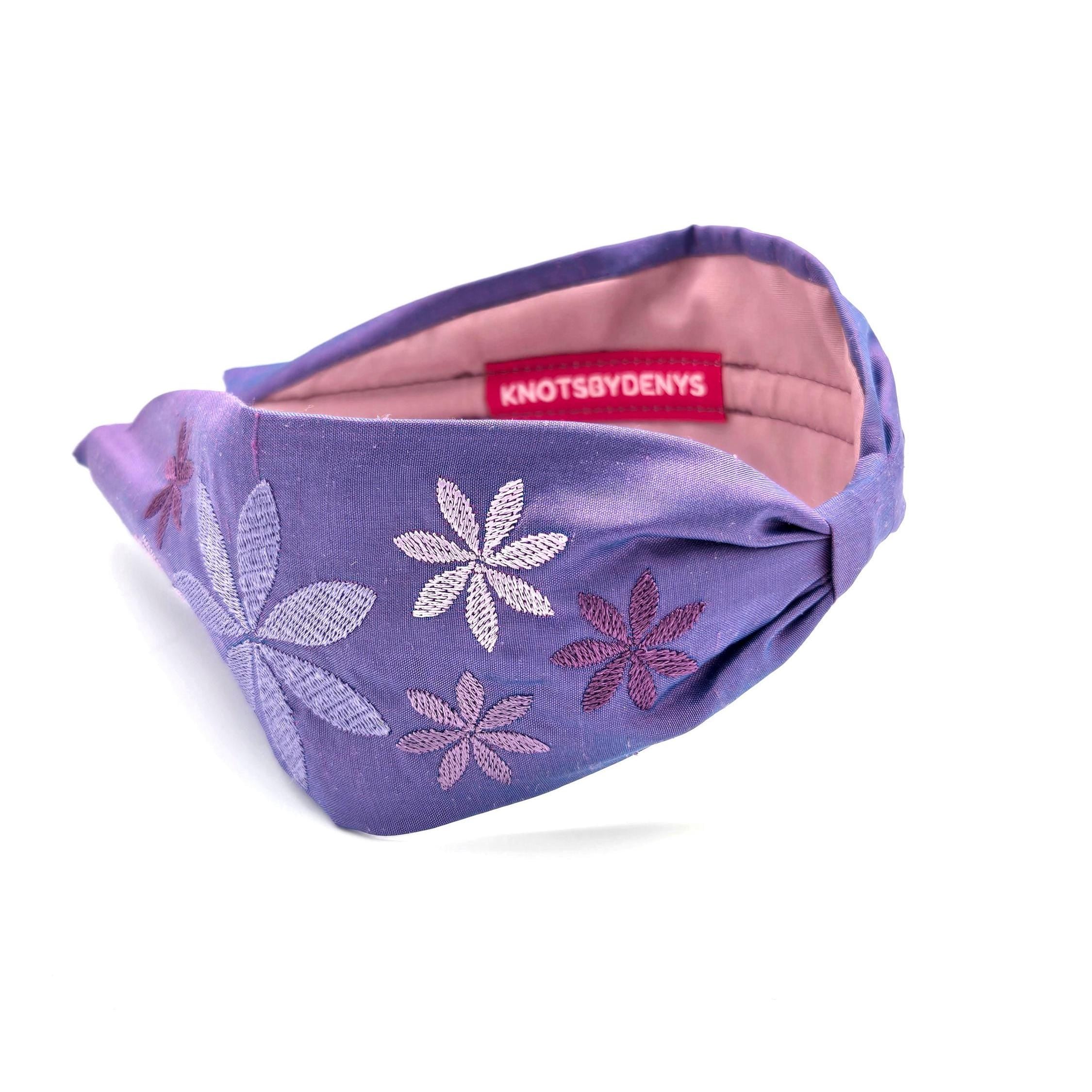 Purple Embroidered Silk Dupioni Headband - image 3