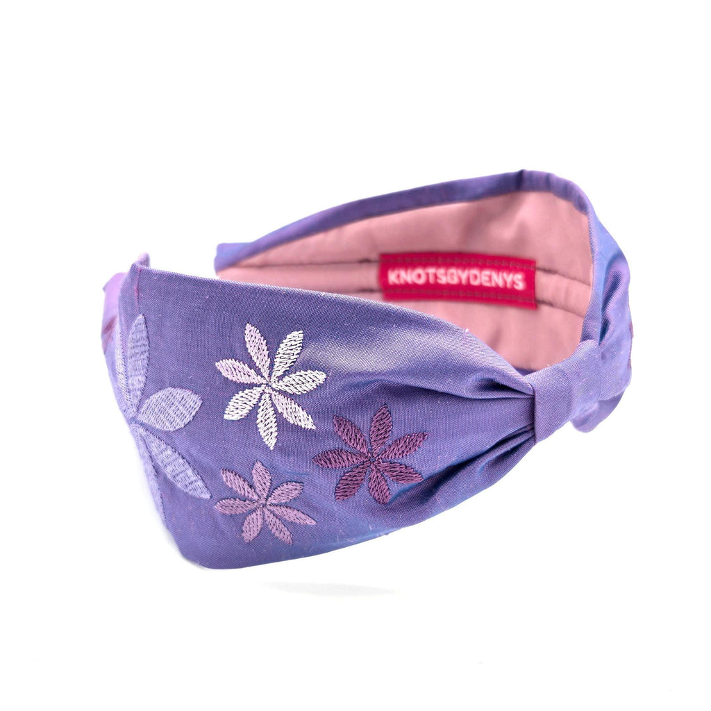 Purple Embroidered Silk Dupioni Headband