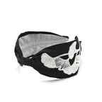 Black Ginkgo Embroidered Silk Headband - image 2