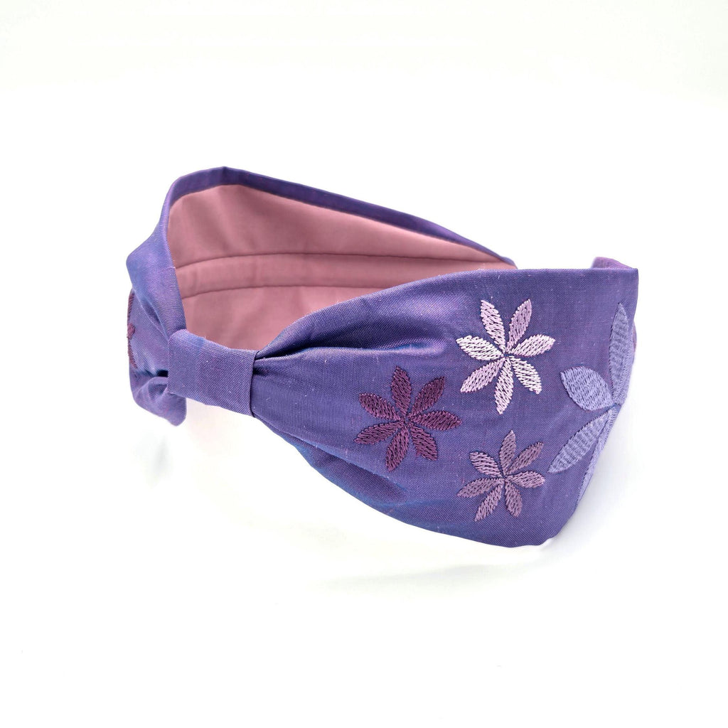 Purple Embroidered Silk Dupioni Headband - image 2