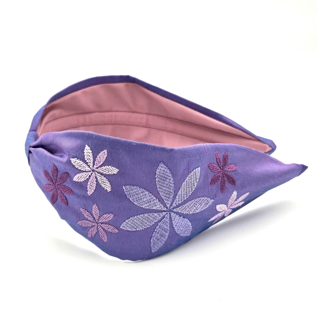 Purple Embroidered Silk Dupioni Headband - image 5