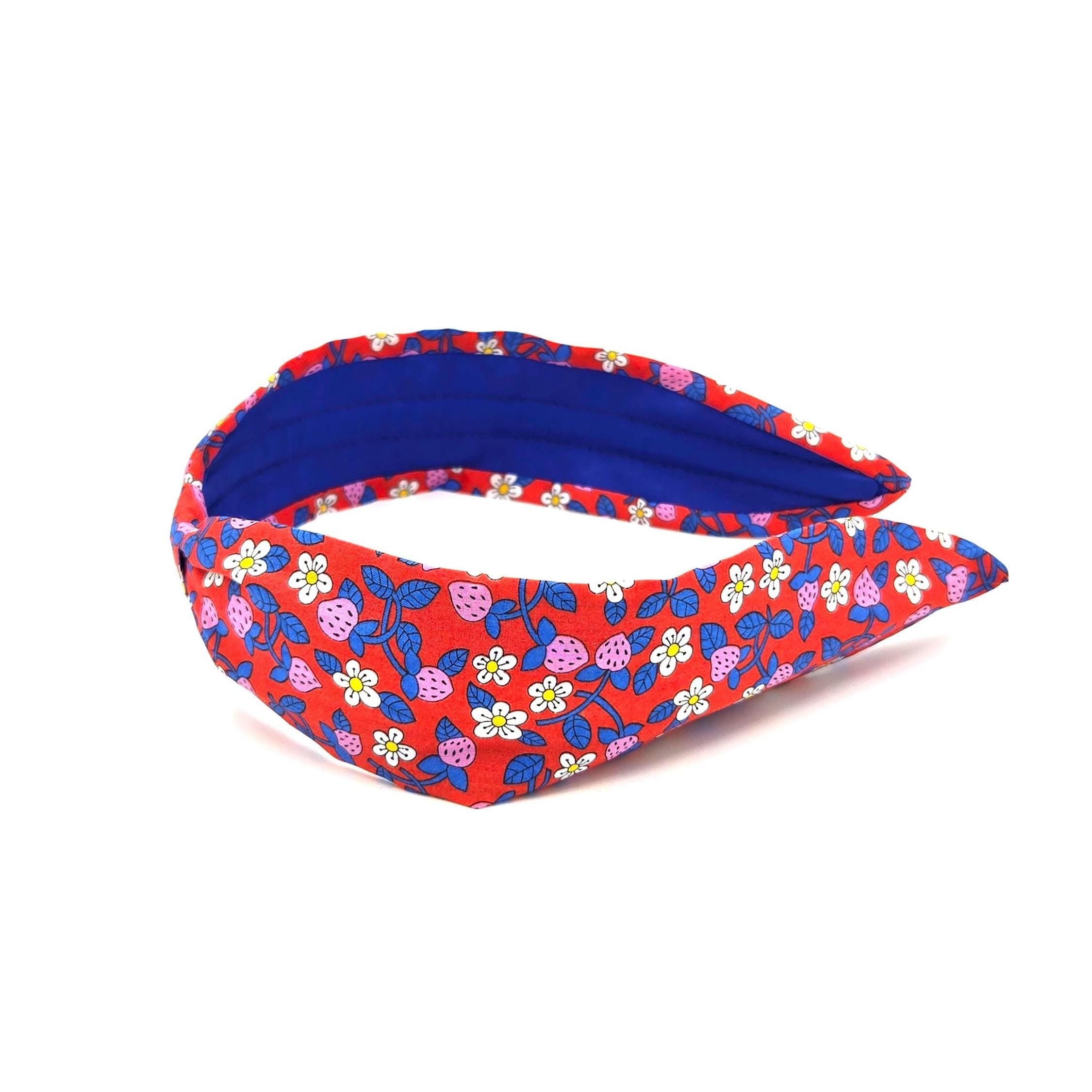 Liberty London Fabric Headband, Boho Headband, Slim Style Modern Headband, Floral Headband, Handcrafted Headband, Strawberry Headband