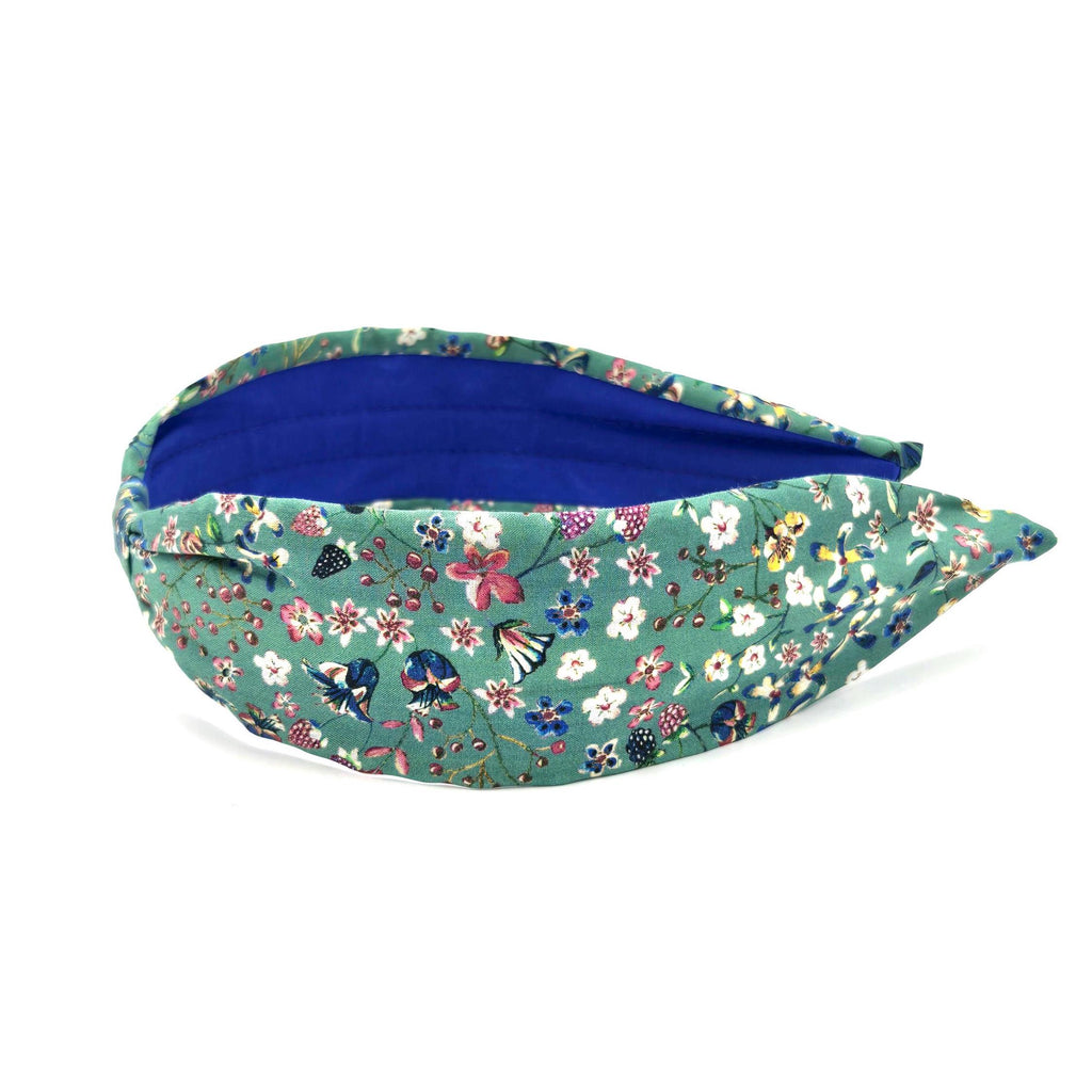 Liberty London Fabric Headband, Boho Headband, Slim Style Modern Headband, Floral Headband, Handcrafted Headband, Floral Green Headband