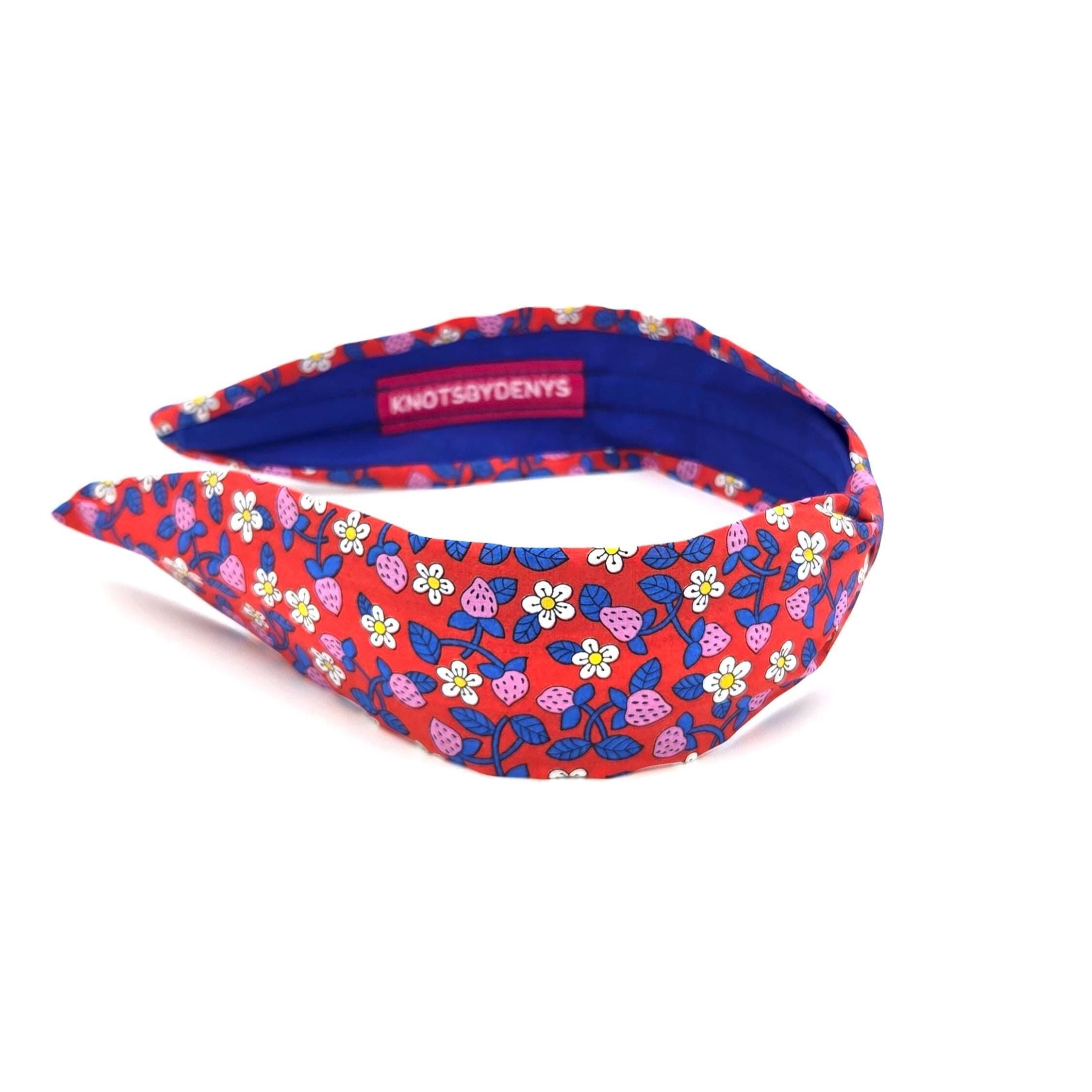 Liberty London Fabric Headband, Boho Headband, Slim Style Modern Headband, Floral Headband, Handcrafted Headband, Strawberry Headband