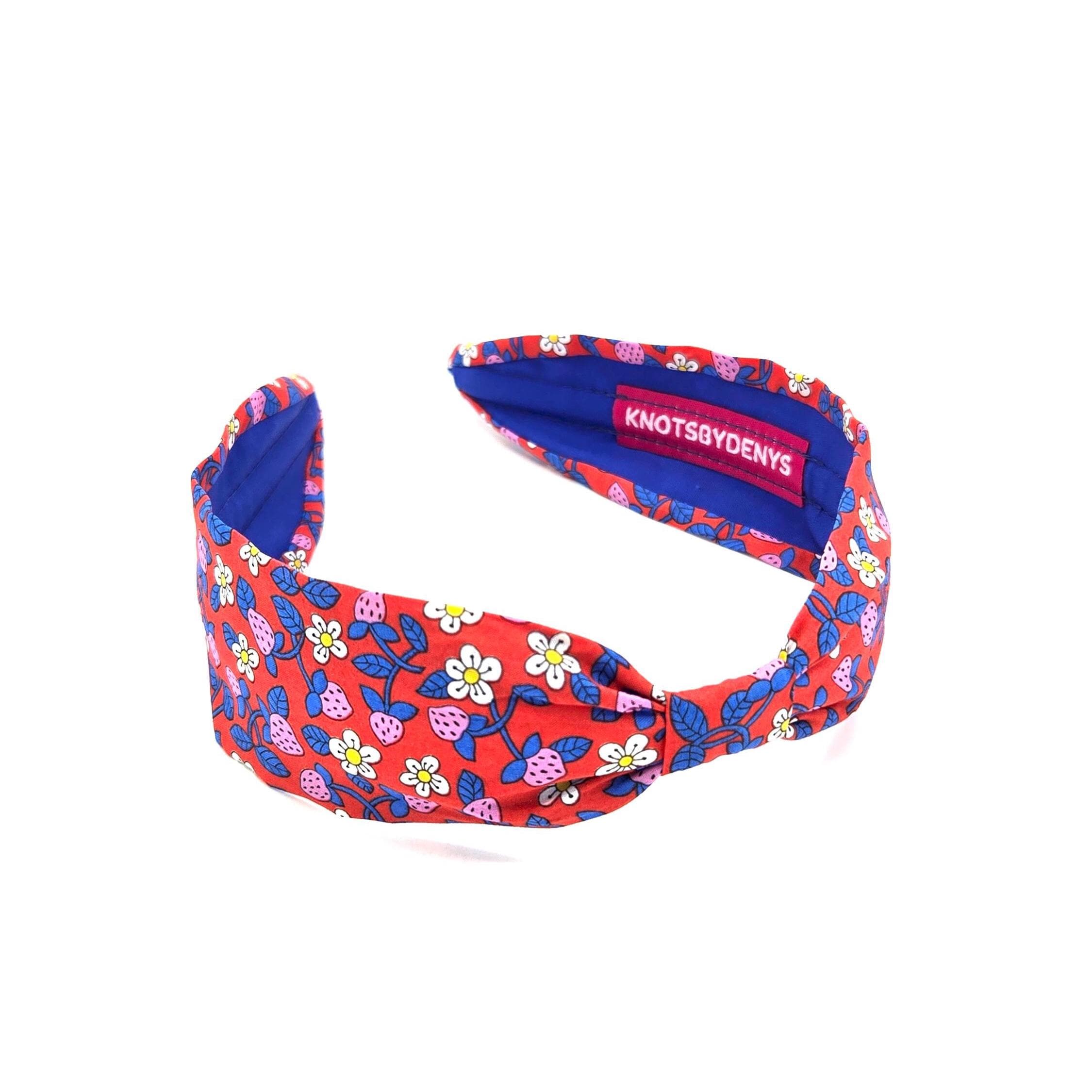 Liberty London Fabric Headband, Boho Headband, Slim Style Modern Headband, Floral Headband, Handcrafted Headband, Strawberry Headband